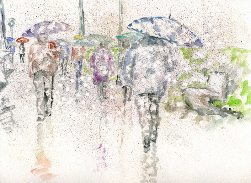 Acuarela "A pesar del tiempo" de Meres Barreira.