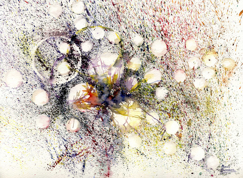 Acuarela "Cascada, luces y reflejos" de Meres Barreira.