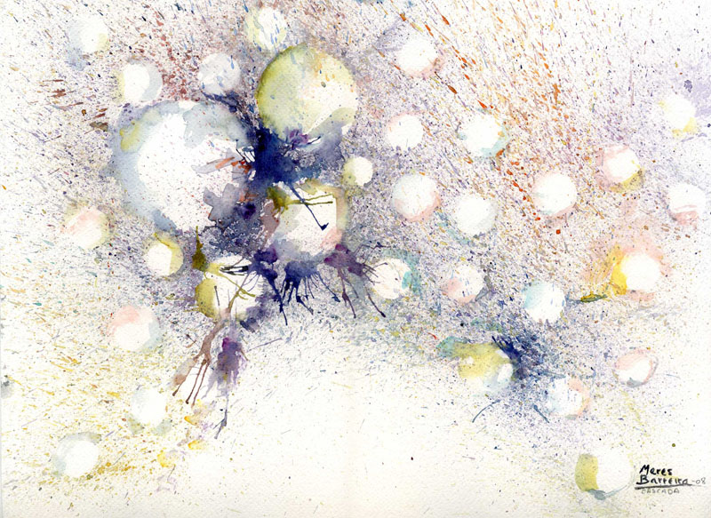 Acuarela "Cascada" de Meres Barreira.