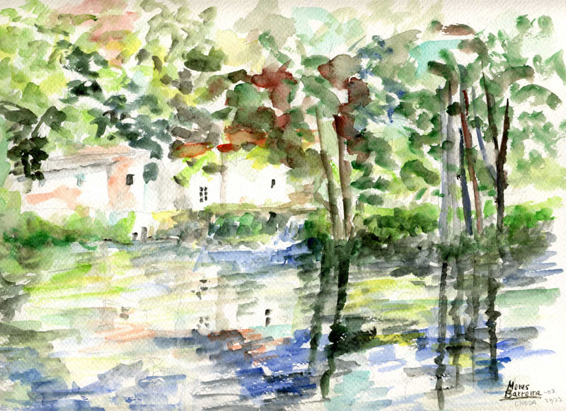 Acuarela "Cheda" de Meres Barreira.