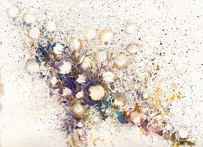 Acuarela "En el arroyo" de Meres Barreira.