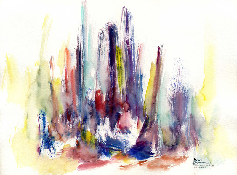 Acuarela "En el bosque de la vida" de Meres Barreira.