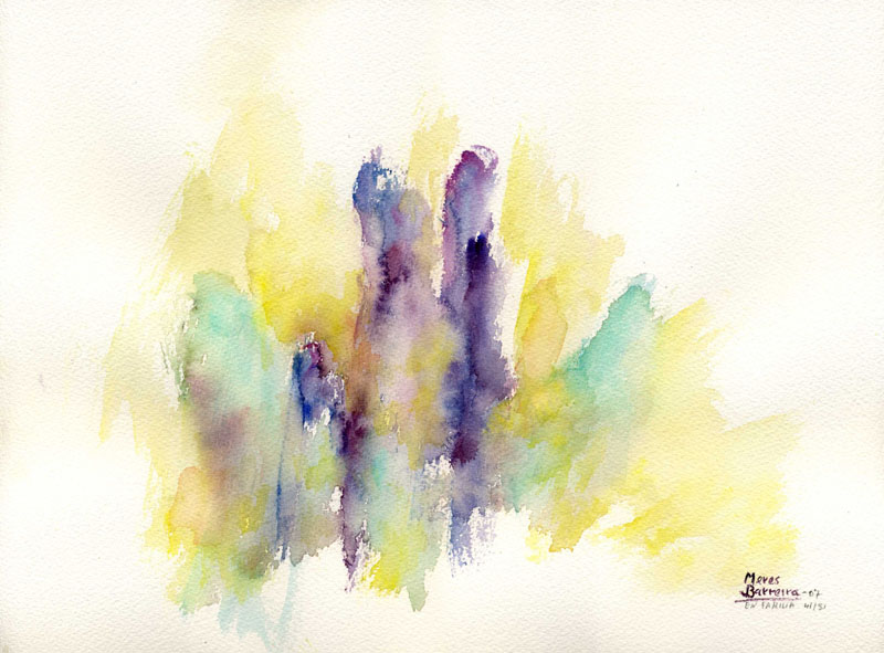 Acuarela "En familia" de Meres Barreira.