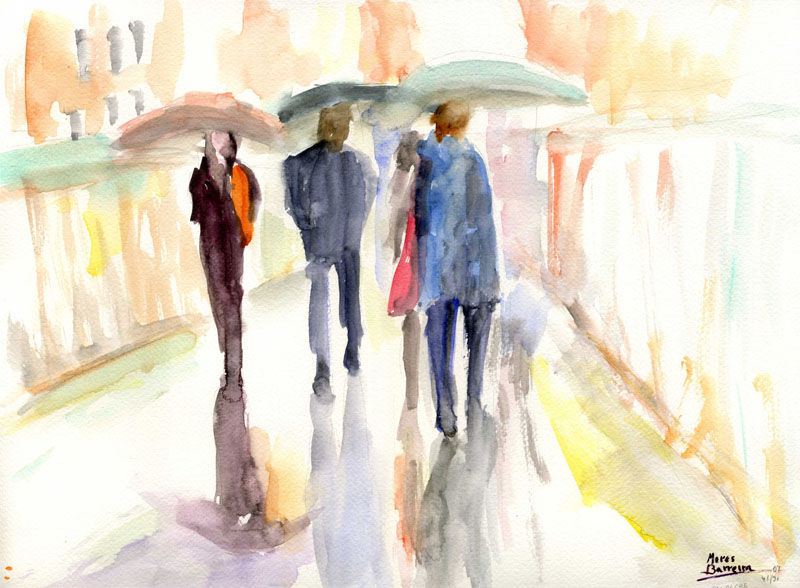 Acuarela "Lluvia en Levante ll" de Meres Barreira.