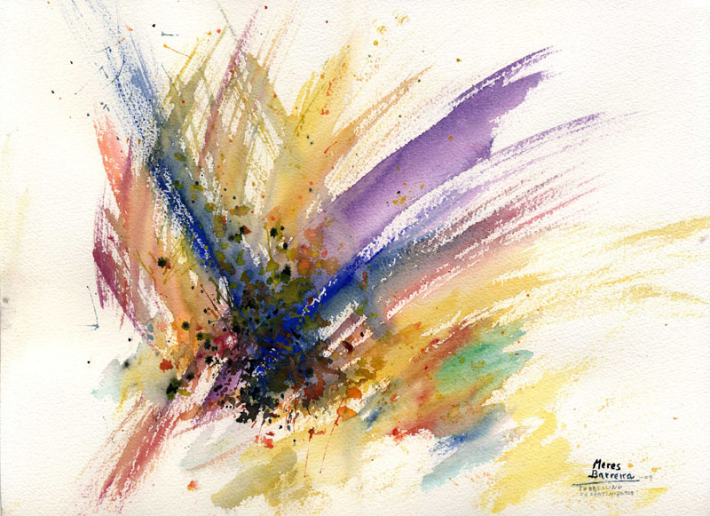 Acuarela "Torbellino de sentimientos" de Meres Barreira.