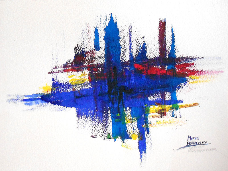 Acuarela "À la recherche" de Meres Barreira.