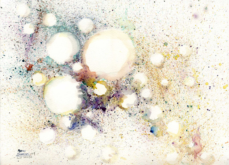 Acuarela "Allá arriba" de Meres Barreira.