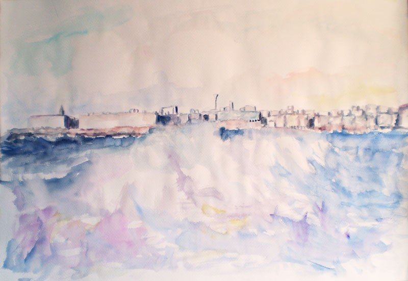 Acuarela "Coruña, mar. G." de Meres Barreira.