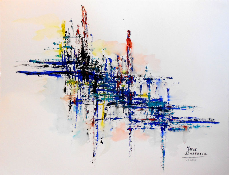 Acuarela "Cruces" de Meres Barreira.