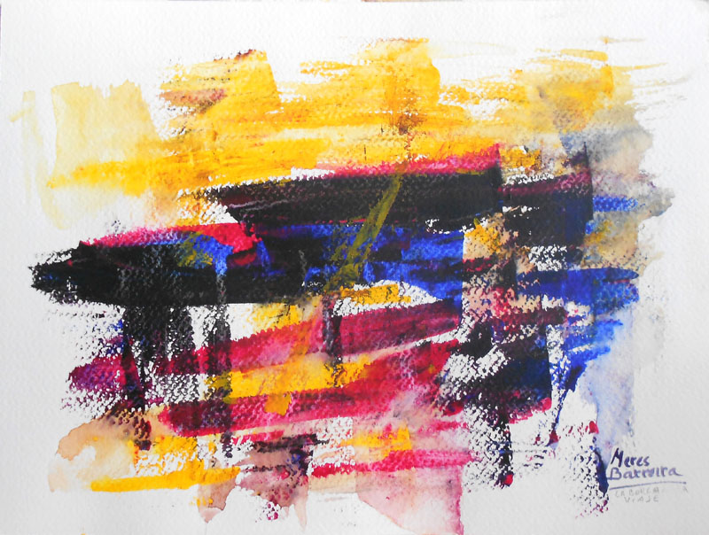 Acuarela "La barca. Viaje" de Meres Barreira.