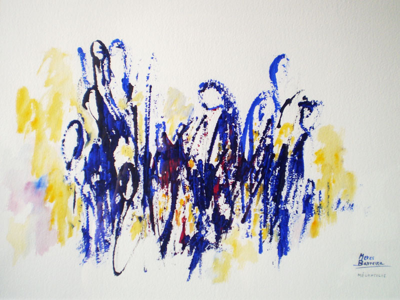 Acuarela "Mélancolie" de Meres Barreira.