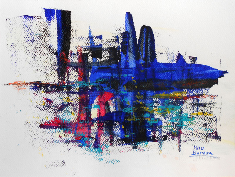 Acuarela "Navegando" de Meres Barreira.