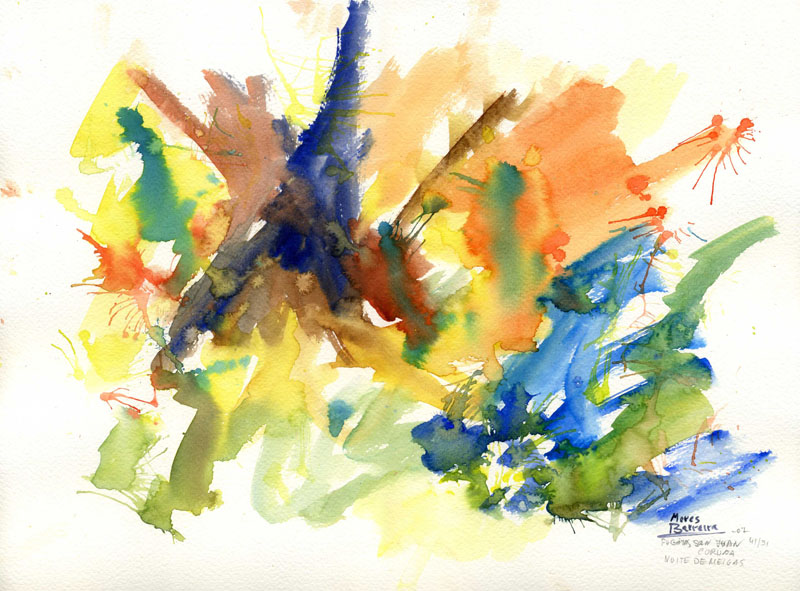 Acuarela "Noite de meigas" de Meres Barreira.